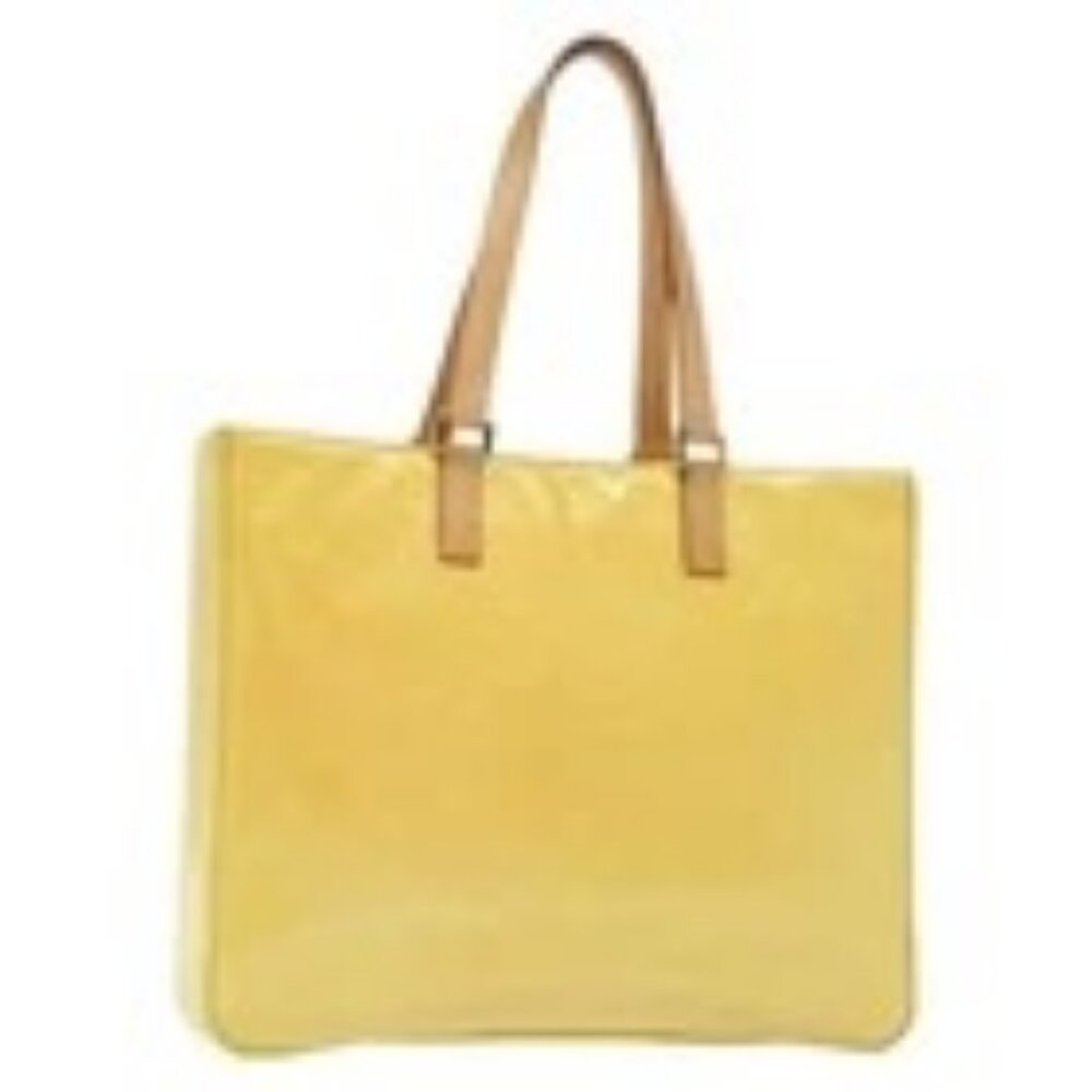 LOUIS VUITTON Monogram Vernis Columbus Tote Bag Lime Yellow M91047 Auth ep10370